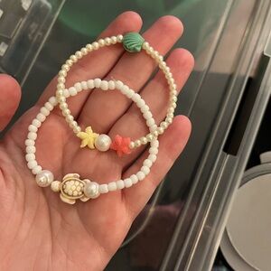 Turtle and Starfish Pearl Bracelet Set